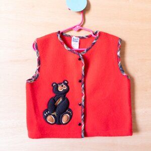VTG Red Fleece Kids bear‎ Vest